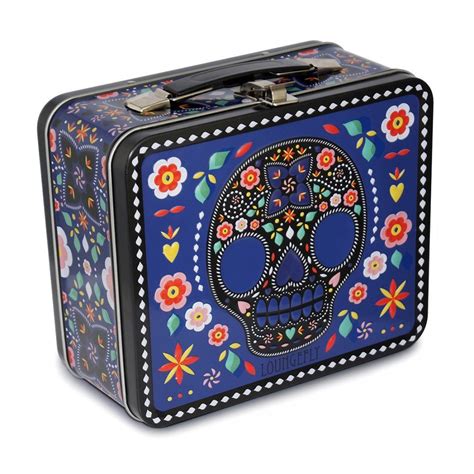 sugar skull metal lunch box|Dia de los Muertos .